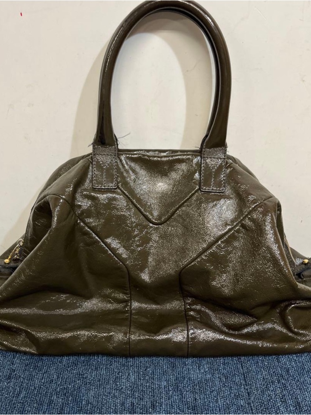 Yves Saint Laurent green Boston Bag with Gold hardware
